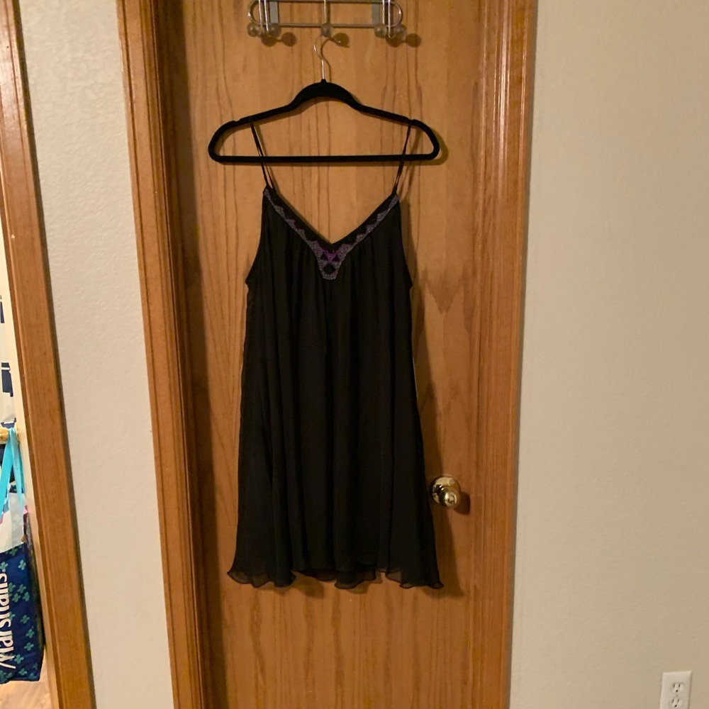 Black Express Swing Dress with Beaded Detail